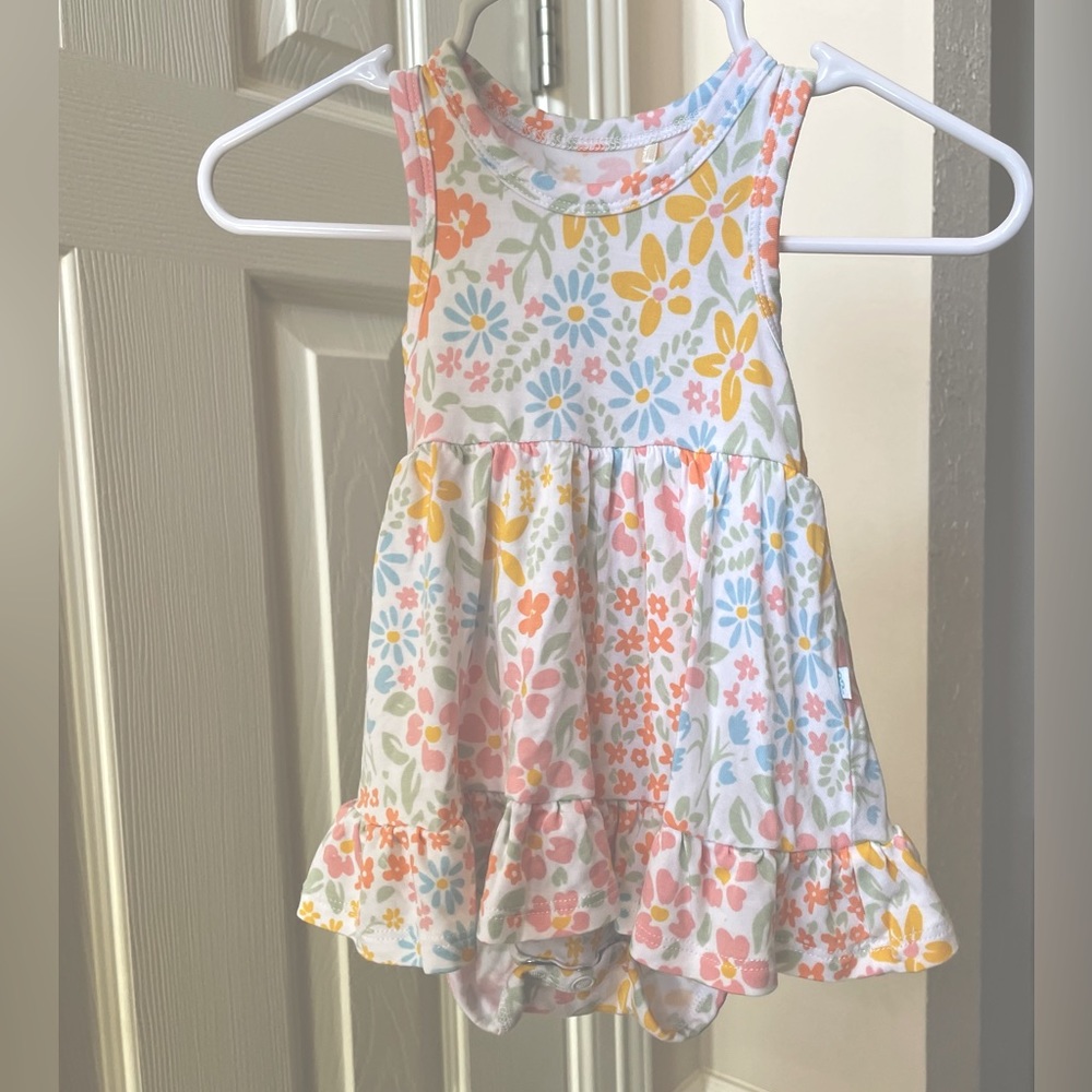 Posh Peanut Zenni Floral Ruffled Bodysuit Dress